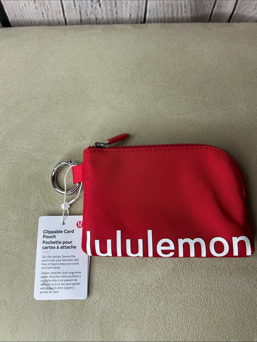 NWT Lululemon clippable card pouch. Red
